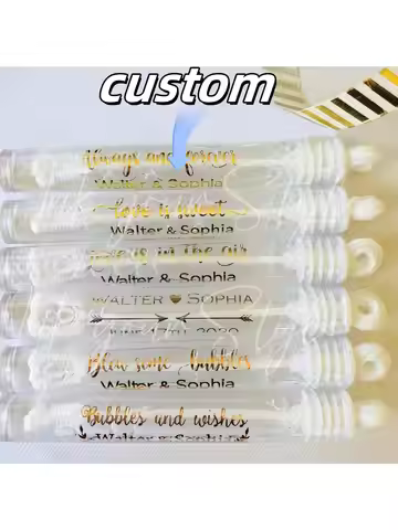 100 PCs Personalized Wedding bubble Labels, Foil bubble labels, custom wedding favors bubble tubes s