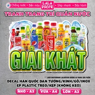 Waterproof Refreshment Wall Sticker Pre-glued Beverage Decal/Plastic Laminating, Shop Decoration Dec