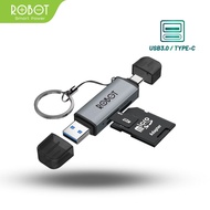 ROBOT CR202S CARD READER 2in1 USB 3.0 TYPE-C OTG MEMORY CARD DUAL SLOT TF MICRO SD ADAPTER HUB CONNE