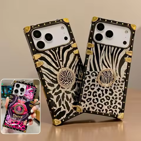 Luxury Glitter Leopard Phone Case for iPhone 16 Pro Max 17 15 Plus 14 13 11 12 iPhone17pro iphone16
