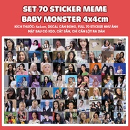 SET of 70 MEME BABY MONSTER sealing stickers • MEME BAEMON stickers 4x4cm pre-cut