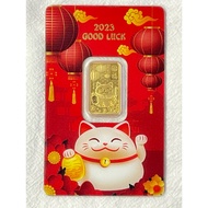 PAMP 2023 Good Luck Lucky Cat 9999 Pure Gold 5g Bar