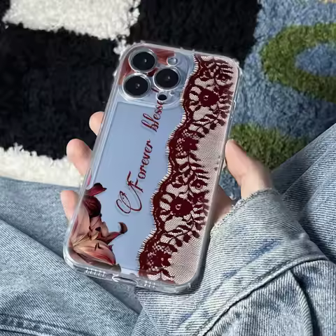 Fashion Lily Flower Red Lace Phone Case for Huawei Honor Magic X7A X8C X7d X9d X9a X9b X8b X7b 90 20