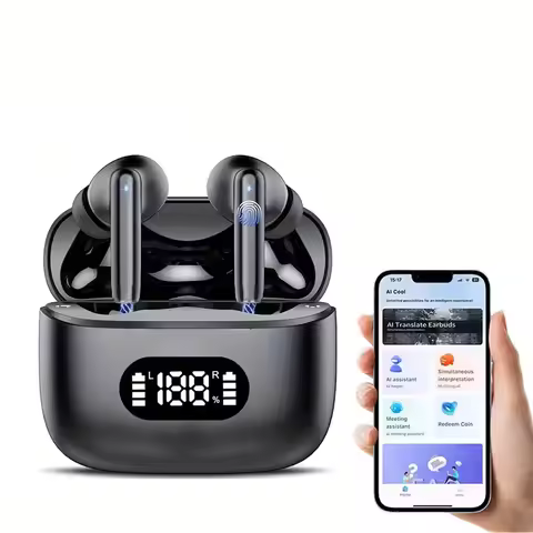 TWS AI Translation Wireless Ear Buds Real Time Earphone BT 5.4 EarBuds with 144 Online Translate Lan