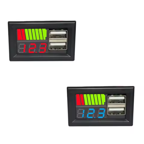USB 5V 2.4A Car Voltmeter Voltage Meter Panel 12V-24V 3S-7S Lithium Battery Capacity Indicator Power