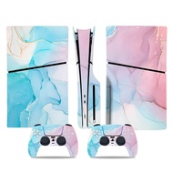 （2024） PS5 Slim Disc Skin Sticker Marble Texture Protective Vinyl Decal Cover for PS5 Slim Disc Console and 2 Controllers（2024）