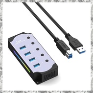 [I O J E] 4 Port USB 3.0 Hub USB Adapter USB Splitter with Individual Led on/Off Switches 4 in 1 RGB