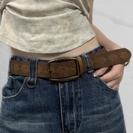 American Belt Men's Belt y2k Female Young Man Hot Girl with Skirt High-End Trendy Retro Brown2026052
