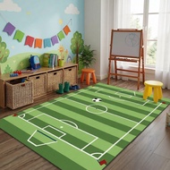 Green Grass Football Stadium Crystal Velvet Carpet Children's Non-slip Game Blanket Living Room Full