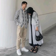 baju set couple pria dan wanita tenun endek premium