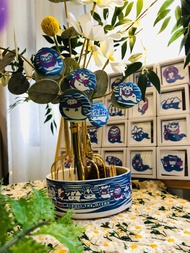 飄洋過海守護靈插畫-招財貓-富士山-不倒翁-南瓜-桃太郎布面胸章