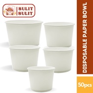 50pcs Paper Bowl 750cc / 520cc /390cc /320cc / 260cc / Disposable Paper Bowl / White Paper Bowl