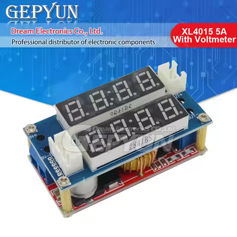 2 in 1 XL4015 5A 75W Adjustable Power CC/CV Step-Down Charge Module LED Driver Voltmeter Ammeter Con