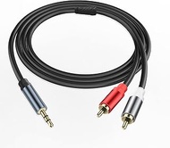 JSADZKJ 3.5mm to 2RCA Extension Audio Cable 1/8 inch TRS Male to 2 RCA Male Y-Splitter Audio Cable R