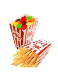 12入組,紅白條紋經典爆米花容器盒,方形復古風格爆米花杯,適用於電影院、遊樂園、快餐攤和主題生日派對的爆米花桶