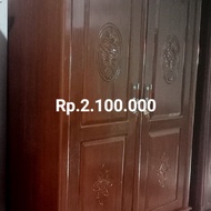 lemari kayu jati 2 pintu bekas bagus seperti baru t 220