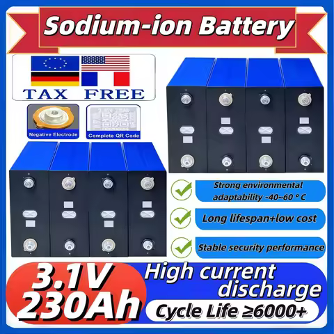 3.1V 230Ah Sodium-Ion Battery Cell 1.5C Discharge 6000+ Cycles -40℃ Low Temp Resistant for RV Solar 