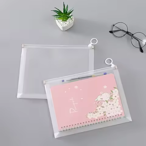 A4/A5/B6 Zipper Pouch Clear Document Bag Book File Folders Stationery Pencil Case Storage Bags Cosme