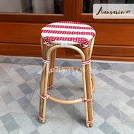 Anusarin สตูลหวายทรงสูง 72 cm Betong Bar Stool 01 หวายแท้และหวาย PE สีขาวและแดง คอลเล็คชั่นสายน้ำไหล