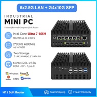 Firewall Mini PC H15 Ultra 7 155H 4x10G SFP 6*2.5G LAN Solid Thunderbolt 4 2xNVMe Proxmox Home Serve