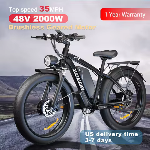 ZEEGR F1 Dual Motor E-Bike (48V 2000W) | 26" Fat Tires, Front Suspension | CE Certified Snow/Beach U