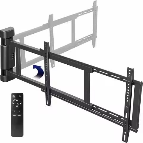 Steel Low Profile Electric TV Wall Mount for 32 to 75 inch LCD LED Plasma Screens, Motorized Swing T