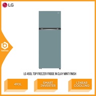 LG 493L Top Freezer Fridge in Clay Mint Finish Multi Air Flow 5 Star GNB452PMFK LinearCooling 461L G