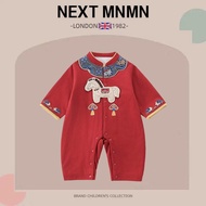 British NEXT MNMN Baby Horse New Year Clothes Spring Autumn Baby Red Jumpsuit Full Month Centennial 