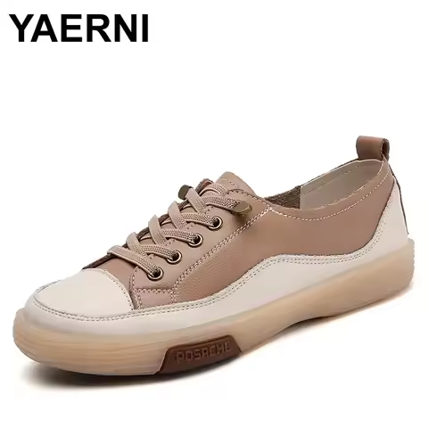 Genuine Leather Shoes for Women Luxury Casual Shoes Low Top Flat Women Tennis Sneakers Wide Toe Soft