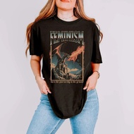 Kemeja Naga Feminisme Vintage 90-an, Tee Naga "Bakar Patriarki", Kemeja T Protesan Feminis Lucu, Tee
