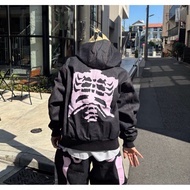 9090 Bone Rigid Denim Zip Hoodie Skull Jacket Hooded Trendy Japan Daigou Woo