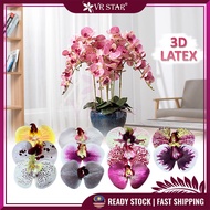 VRstar 6 Head Bunga Hiasan Orkid Latex 3D Artificial Flower Orchid Latex Premium Hand Bouquet Bunga 
