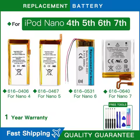 Replacement Battery for iPod Nano 4 5 6 7 Nano4 Nano5 Nano6 Nano7 616-0406 616-0467 616-0531 616-064