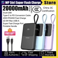 (3C Certified) WP 3C Power bank 20000mah Fast Charging 45W Super Fast Charge Slim Portable Power ban