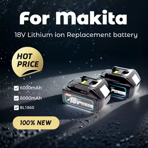 Compatible for Makita 18V 6.0Ah Rechargeable Power Tool Battery Lithium ion Replacement LXT BL1860B
