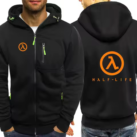 2025 Spring And Autumn Half Life Game 1998 Print New Men's Three-Color Cotton Hoodies Zipper Leisure