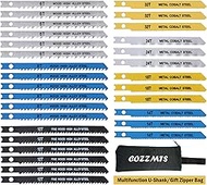 30PCS U-Shank Jig Saw Blade Set for Wood Plastic Metal Cutting Compatible with Bosch DEWALT SKIL Black and Decker Jigsaw Blades U Shank Includes 6T 8T 10T 14T 18T 24T 32T with 420D Zipper Bag