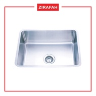 Stainless Steel Single Kitchen Sink (L) 58.6cm X (W) 45.6cm X (H) 23cm