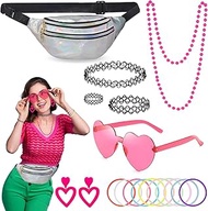 19 Pieces 80s 90s Outfit Women's Accessories Malle Accessories with Bum Bag 80s Clothing Women's Set