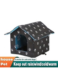 1 件防水貓窩貓屋戶外保暖貓窩可拆式可清洗貓帳篷適合所有季節通用,戶外貓屋防風雨貓小型犬保暖寵物庇護所