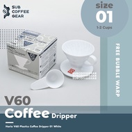 PUTIH Hario V60 COFFEE DRIPPER PLASTIC 01white V60 DRIPPER PLASTIC WHITE MANUAL BREW COFFEE DRIP TOOL POUR OVER COFFEE MAKER COFFEE DRIPPER HOME BREWER CAFE