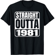 Men's cotton T-shirt Straight Outta 1981 Retro Birthday Idea Born In 1981 Vintage T-Shirt