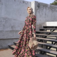 Flow Homy Dress-dress motif bunga-fashion wanita muslim