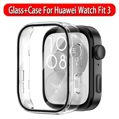 Glass+Case For Huawei Watch Fit 3 All-Around Screen Protector Hard PC Bumper Tempered Glass Watch Ca