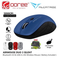 ALCATROZ AIRMOUSE DUO 3 WIRELESS + 2.4G BLUETOOTH MOUSE / 1200 CPI ADJUSTABLE / 4 BUTTON OPTICAL / B