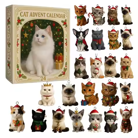 advent calendar 2025 2D Acrylic Cute Cat Calendar With 24 Boxes Artistic Holiday Ornament christmas 