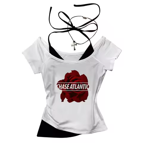 Chase Atlantic crop top vintage Slim Fit Cute cropped 2000s gyaru coquette Grunge 2025 girls tees