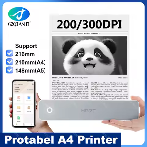 HPRT GZQIANJI A4 Portable Bluetooth Printer Support Regular Copy Paper Wireless Thermal Transfer Ink