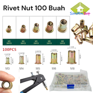 Paku Rivet 100 Buah M3 M4 M5 M6 M8 Rivet Nut Carbon Steel