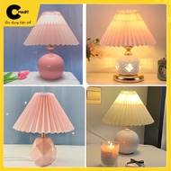 CMART.Gia dụng Desk Night Light Round Body Pleated Cage Nordic Style CM12 [CMART HOUSEHOLD UTILITY]